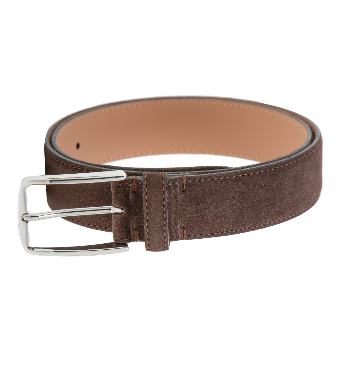 Italian Suede Calfskin Leather Belt by Emilio Scotti - Brown