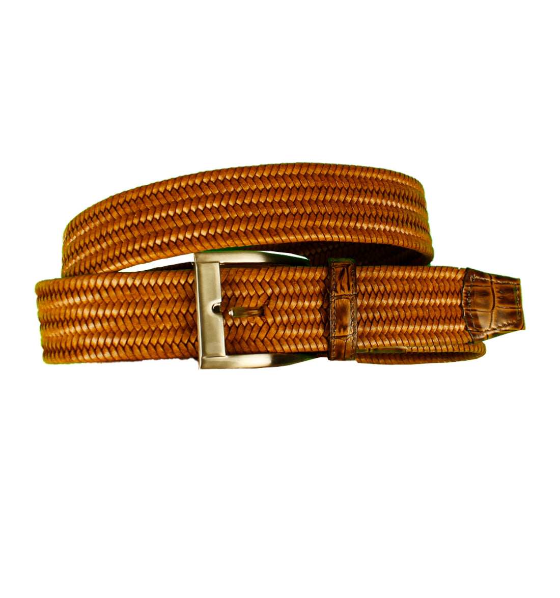 Italian Woven Calfskin Tipped Stretch Belt by Torino