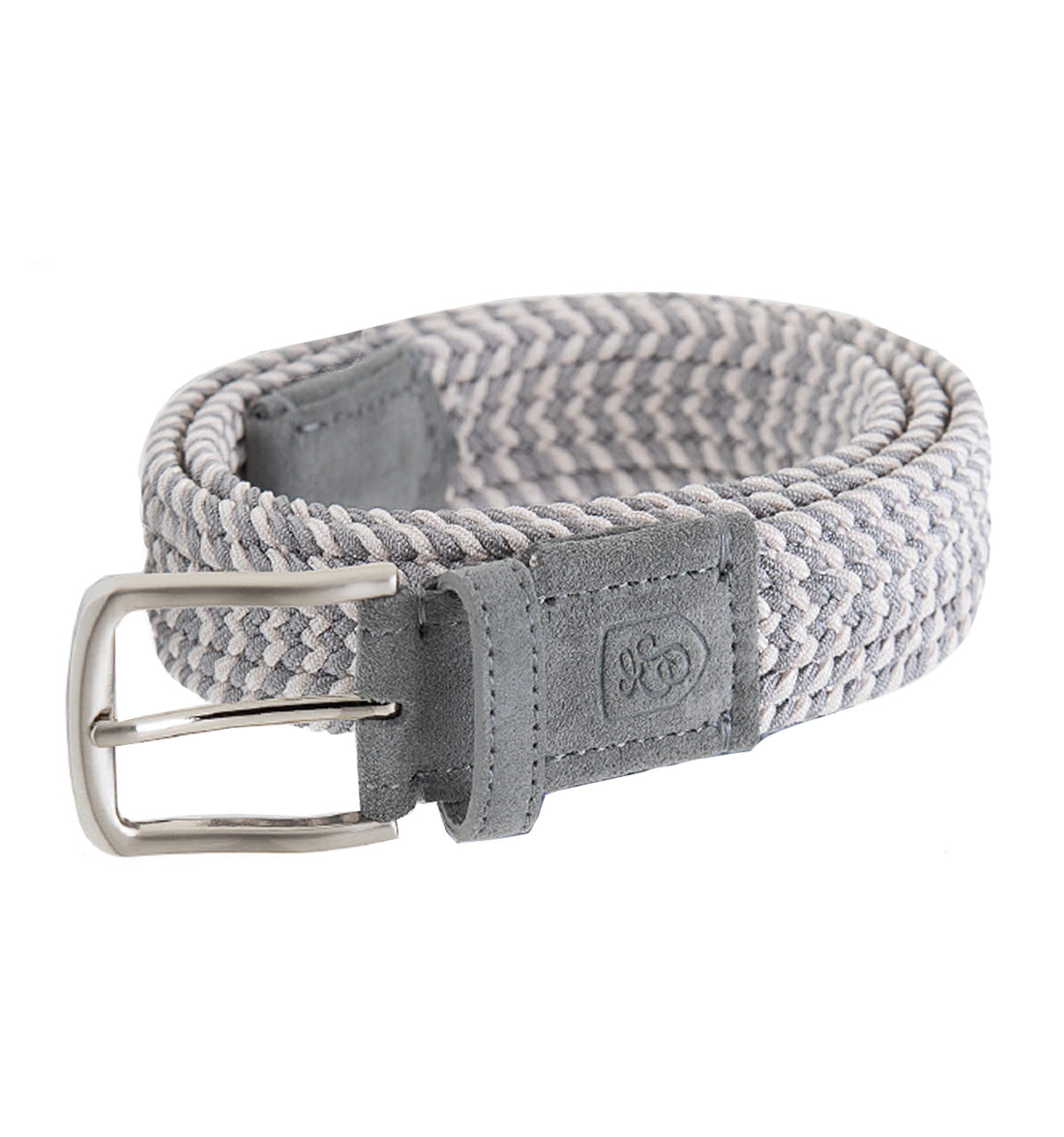Stretch Nylon Suede Tabbed Belt by Emilio Scotti - Grey Multi