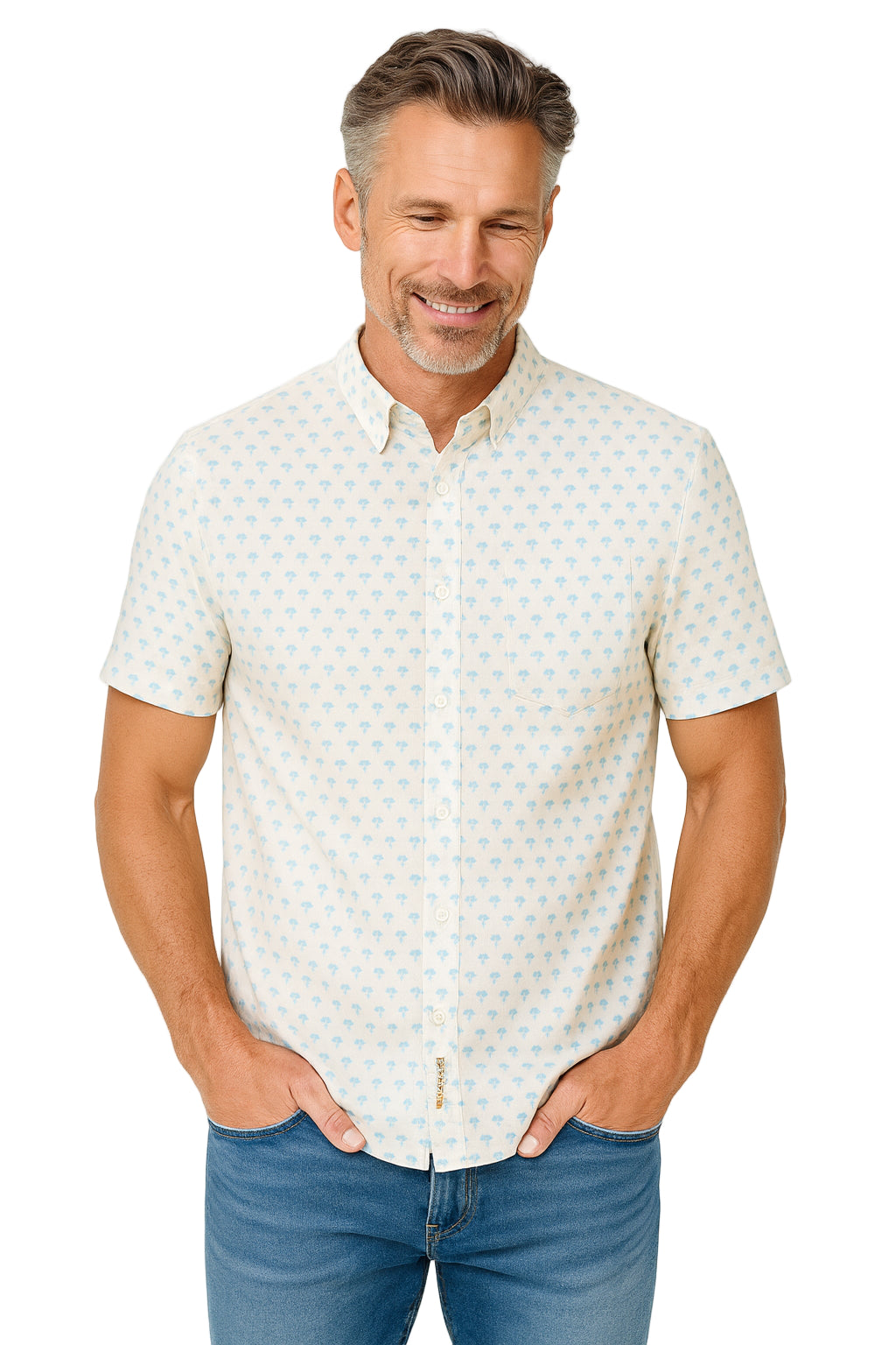 Fins Out Palms Performance Print Shirt by Bluefin