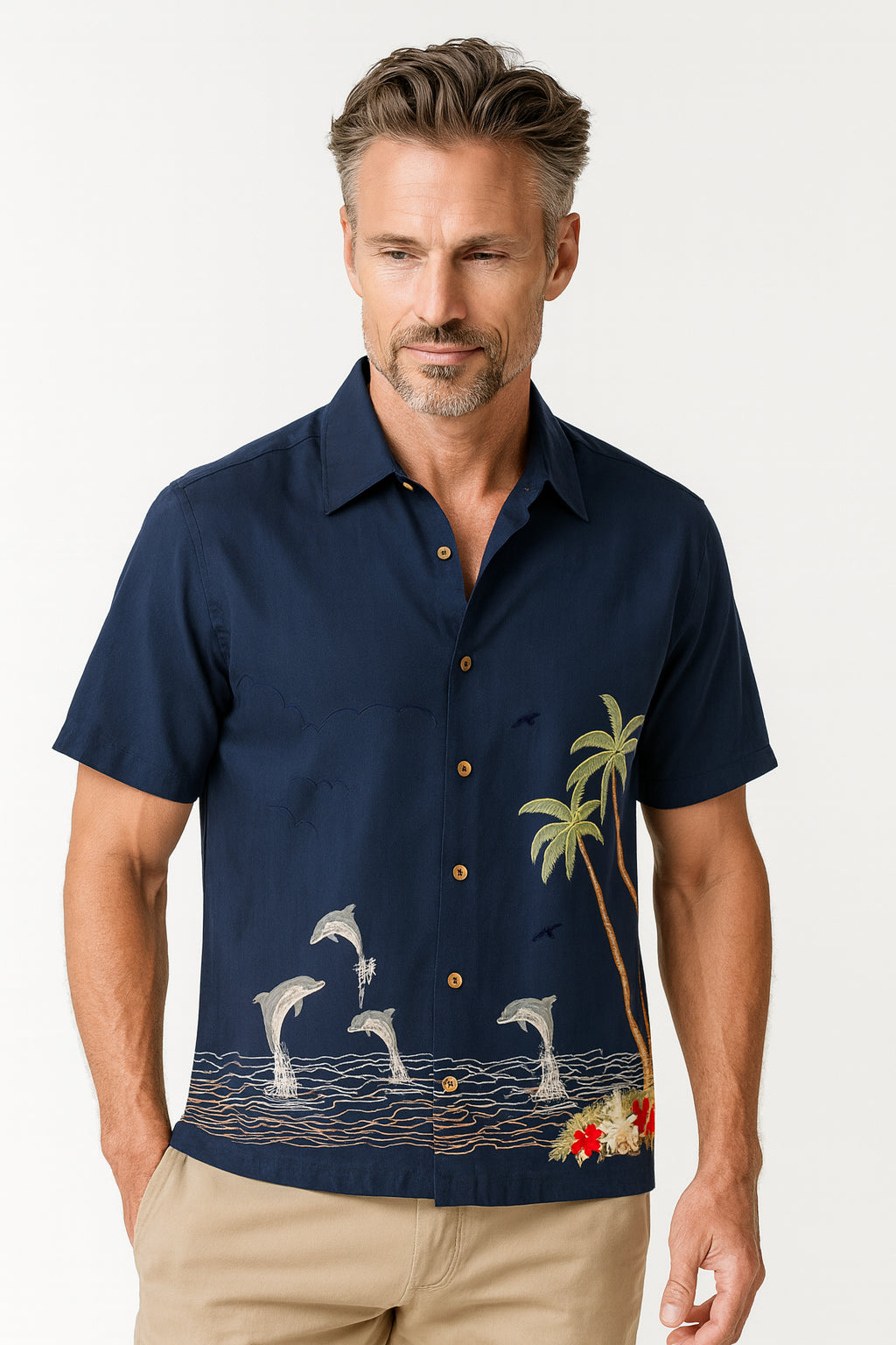 Dolphin Freedom Polynosic Camp Shirt by Bamboo Cay