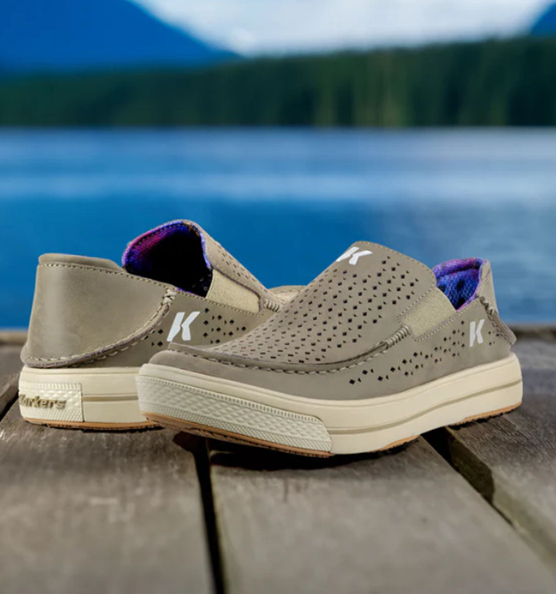 Fish-Moc Vented Leather Slip On Shoe by Korkers - Rainbow Trout