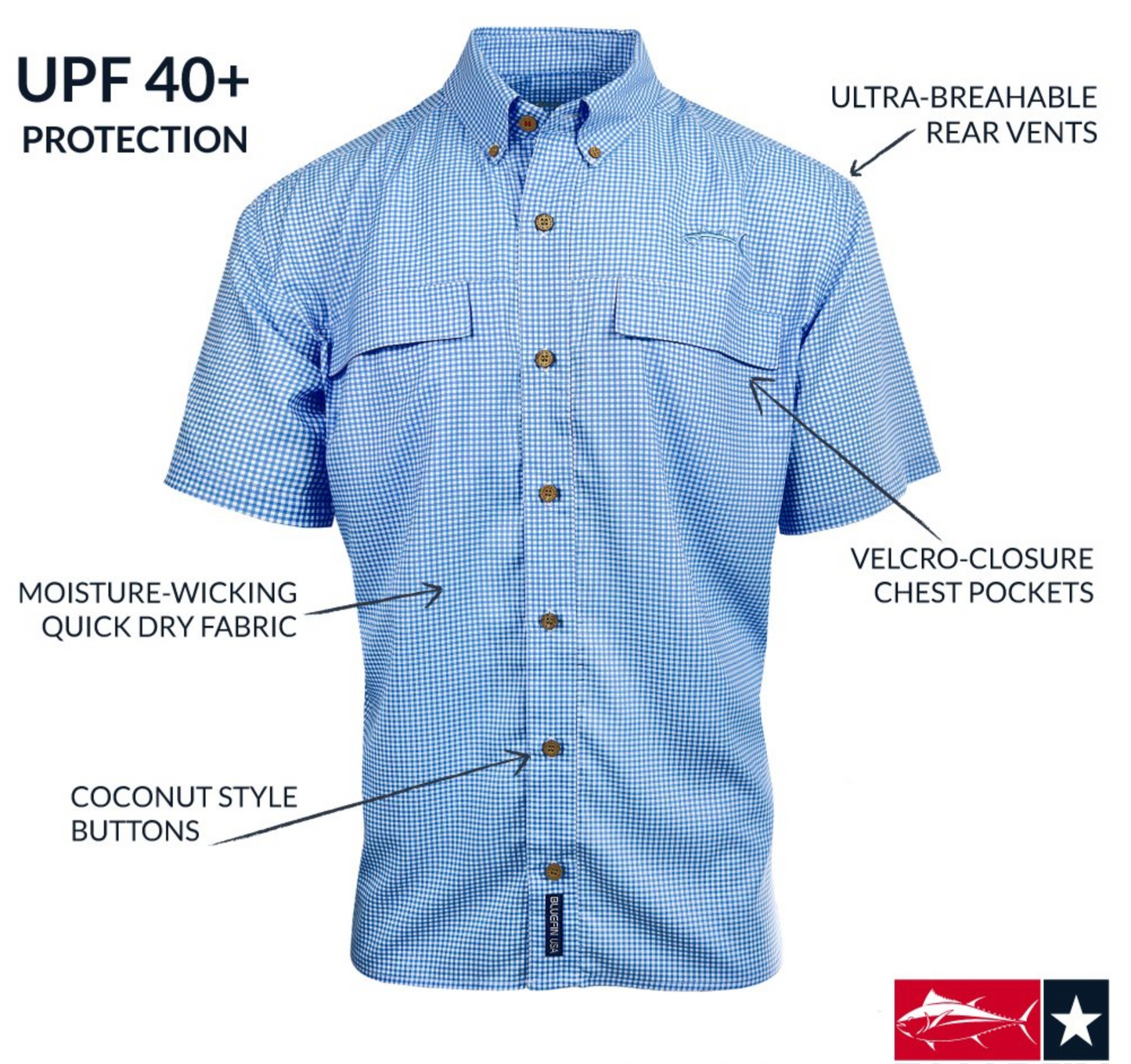 Gingham Plaid Performance Print Shirt by Bluefin