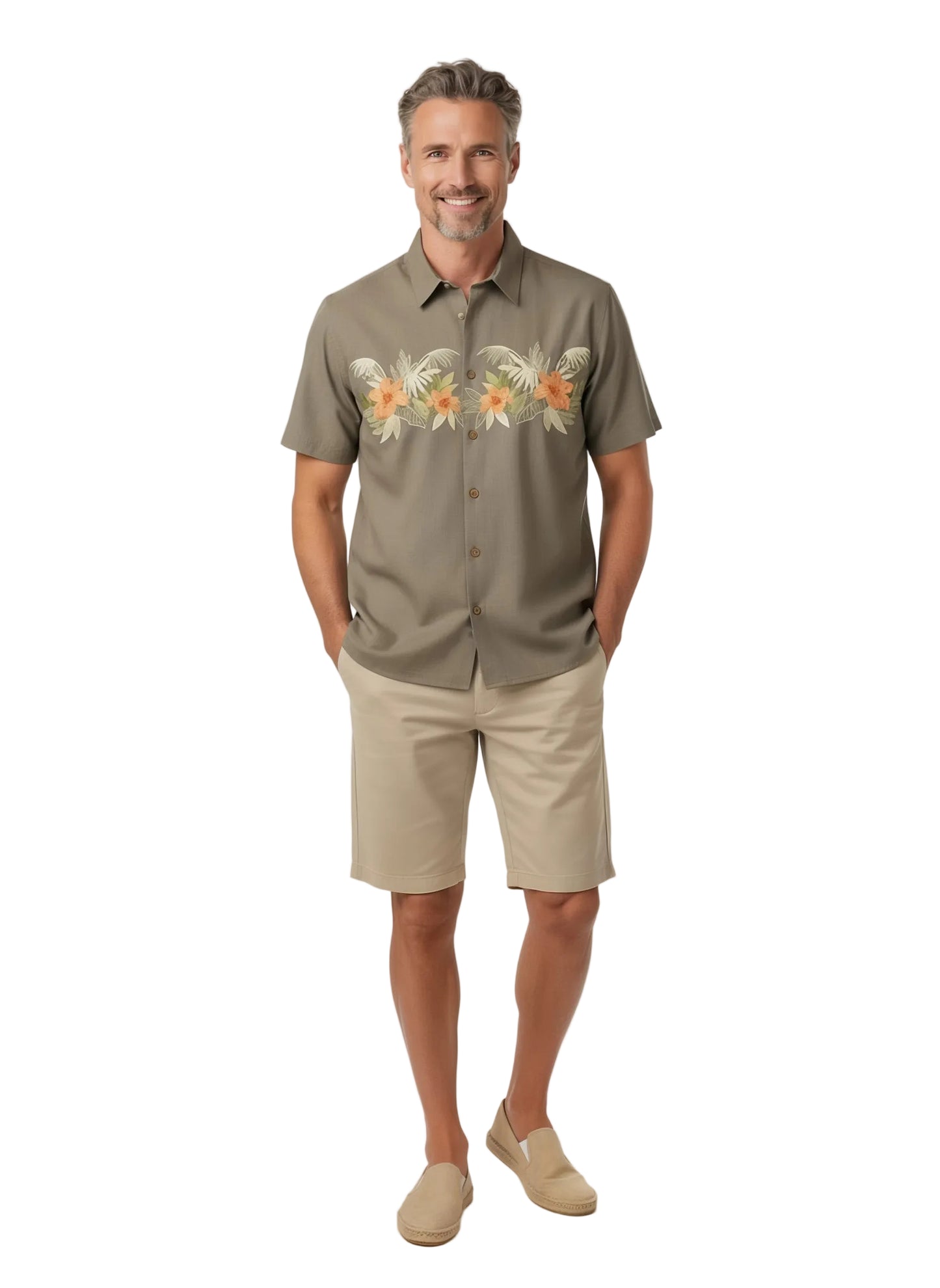 Bambouquet Embroidered Polynosic Camp Shirt by Bamboo Cay