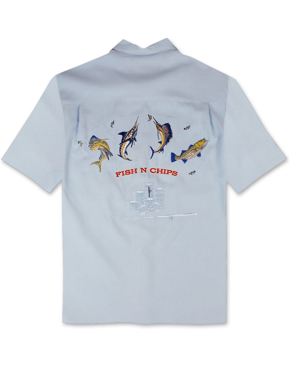 Fish N Chips Polynosic Camp Shirt by Bamboo Cay