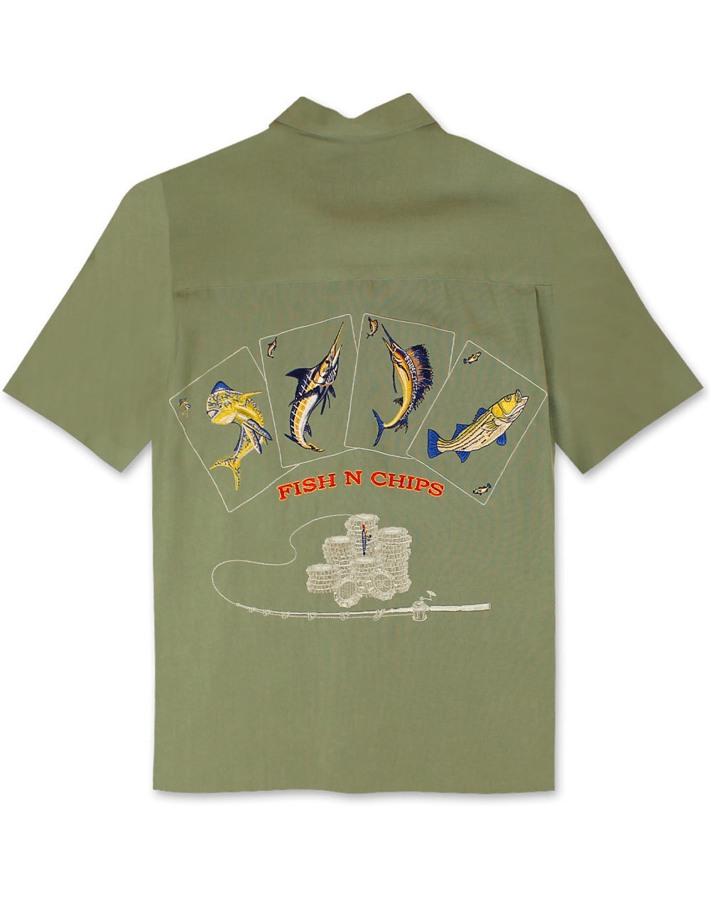 Fish N Chips Polynosic Camp Shirt by Bamboo Cay