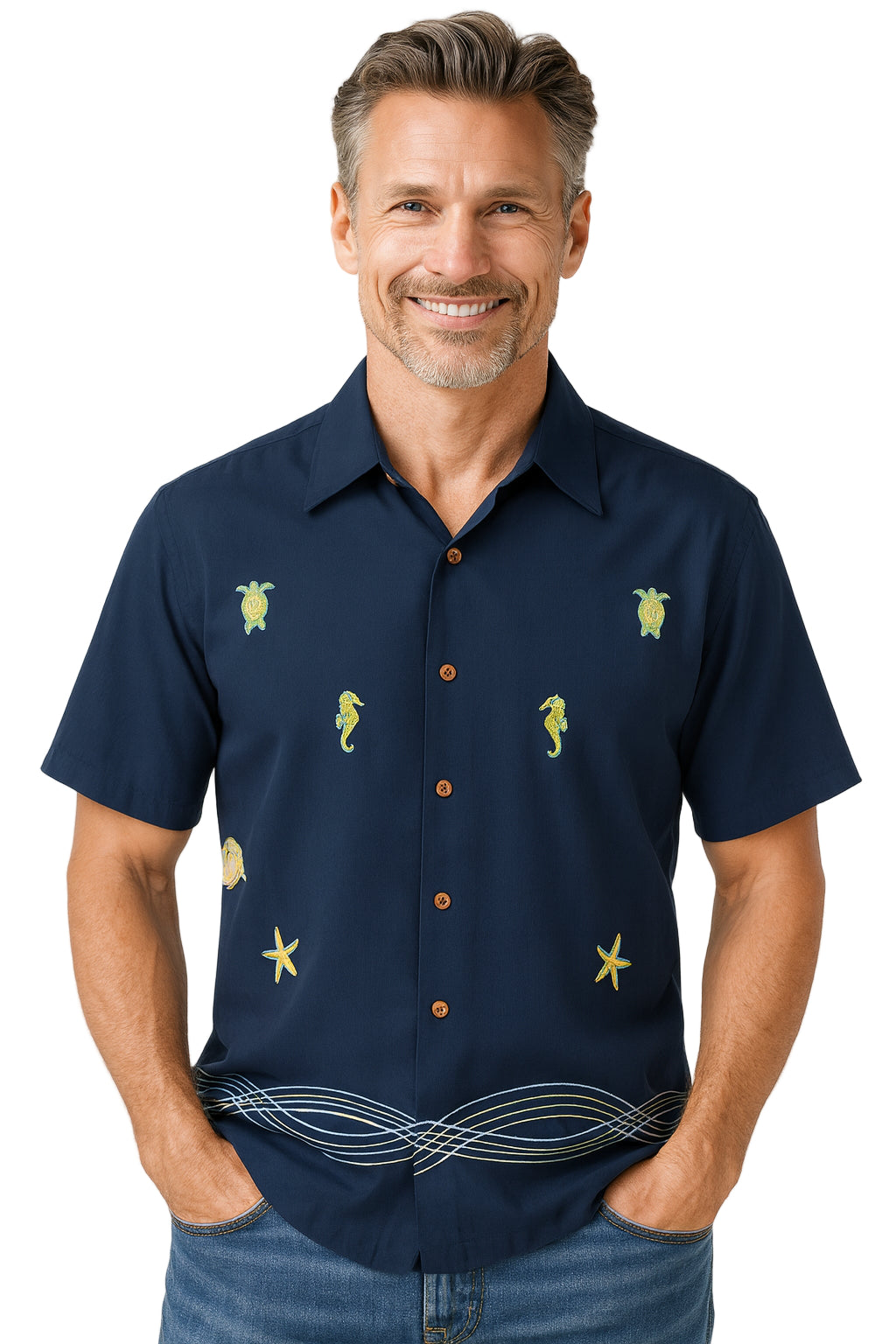 Sporty Seahorse Camp Shirt by Bamboo Cay