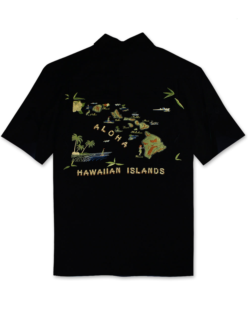 Aloha Islands Embroidered Polynosic Camp Shirt by Bamboo Cay