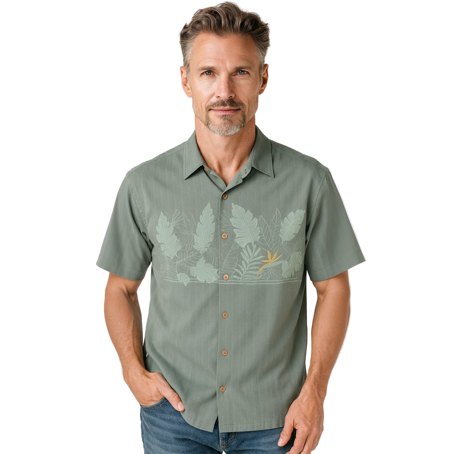 Chest BOP Embroidered Polynosic Camp Shirt by Bamboo Cay