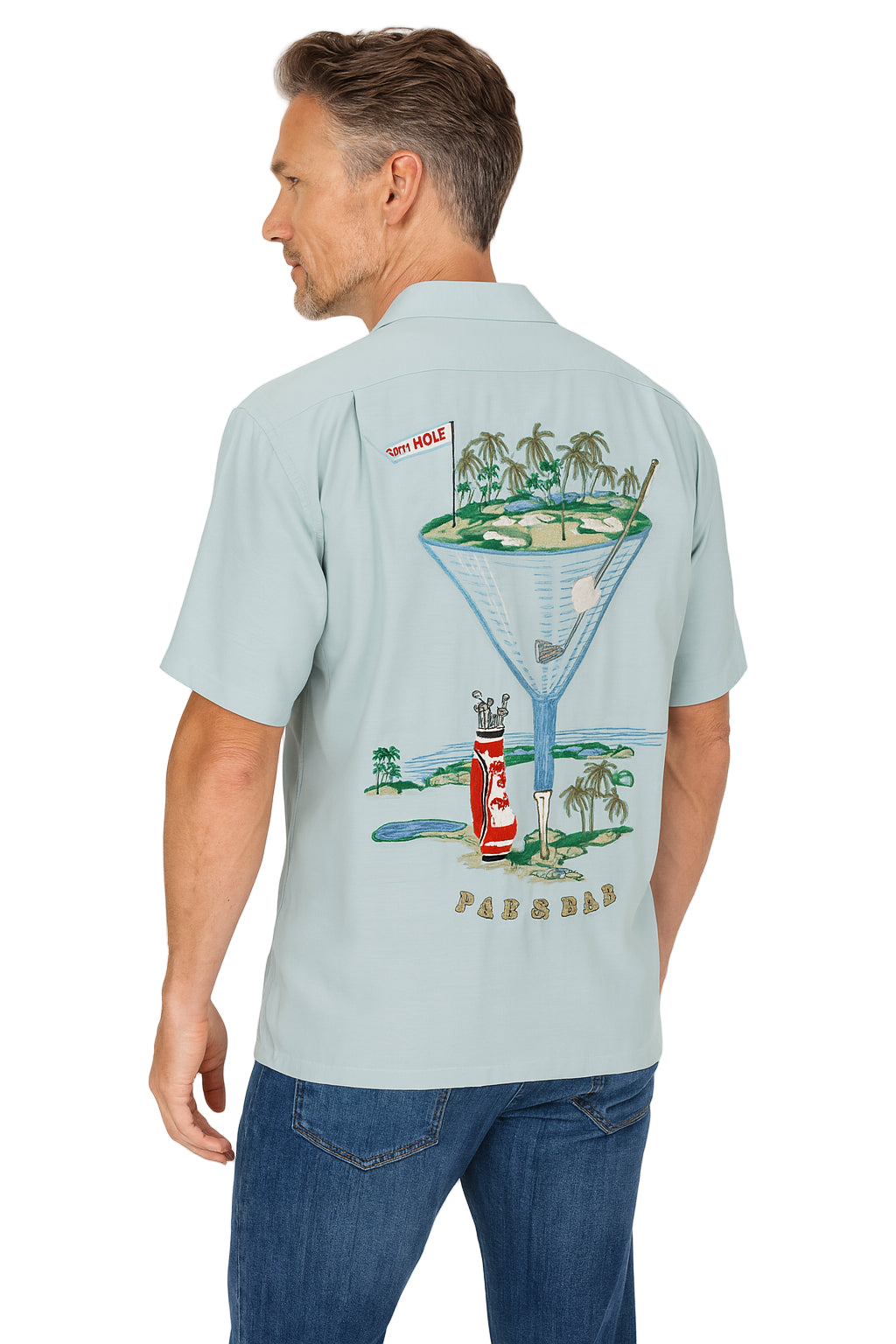Par and Bar Embroidered Camp Shirt by Bamboo Cay