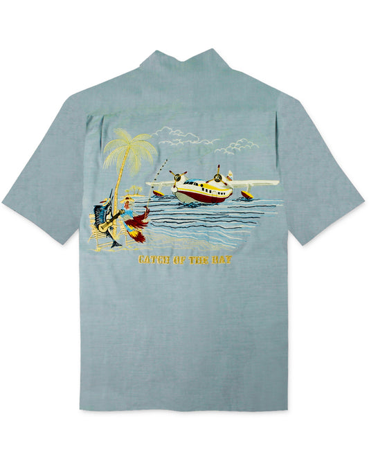 Catch of the Day Embroidered Camp Shirt by Bamboo Cay
