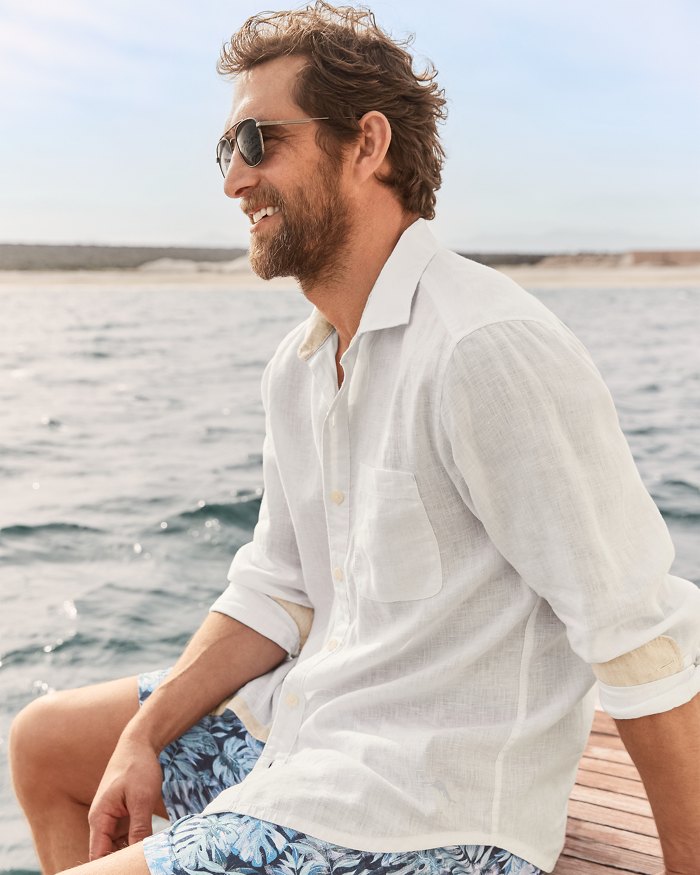 Tommy Bahama Men's Paradise Breezer Linen Long-Sleeve Shirt - Victoria Blue - Size M Tommy Bahama Men's Paradise Breezer Linen Long-Sleeve Shirt - Victoria Blue - Size M