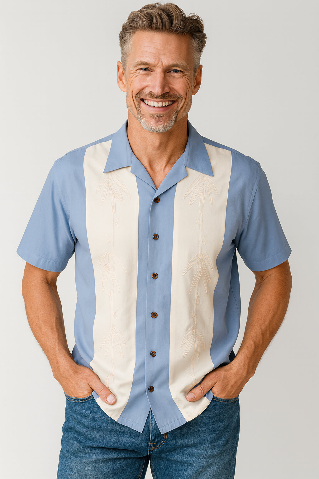 Paneled Bamboos Camp Shirt by Bamboo Cay