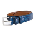 Italian Croc Embossed Leather Belt by Emilio Scotti - Navy