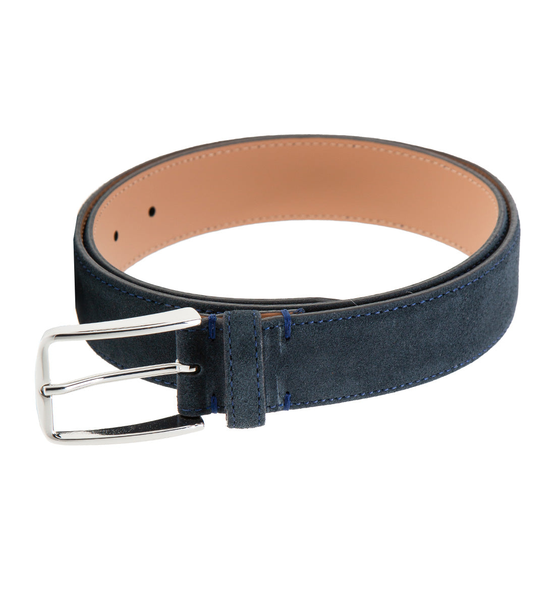 Italian Suede Calfskin Leather Belt by Emilio Scotti - Navy
