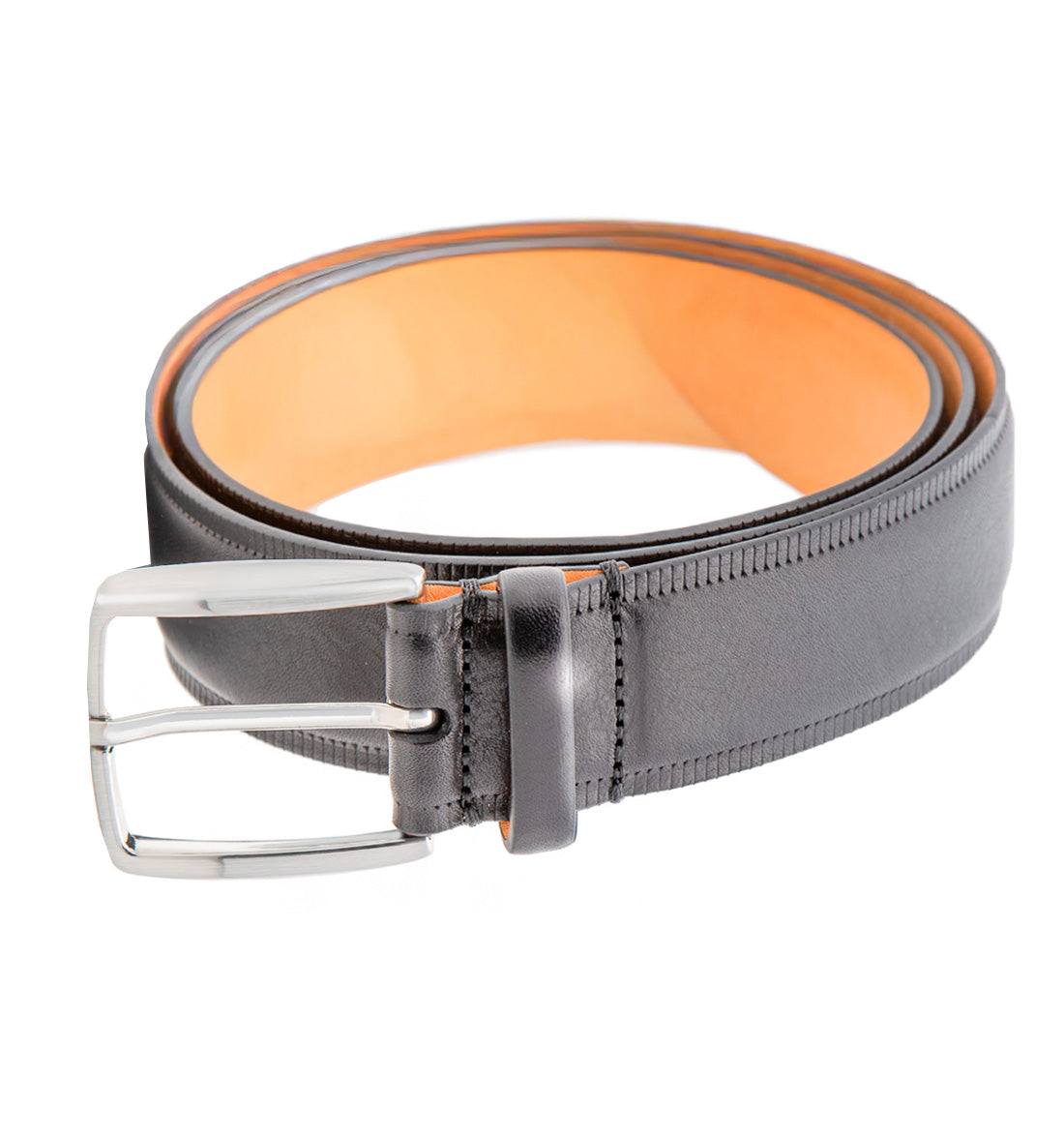 Italian Hand Burnished Leather Belt by Emilio Scotti - Black
