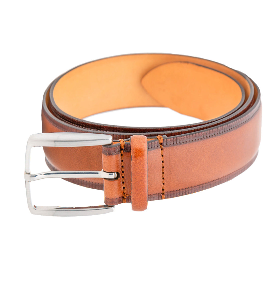 Italian Hand Burnished Leather Belt by Emilio Scotti - Cognac
