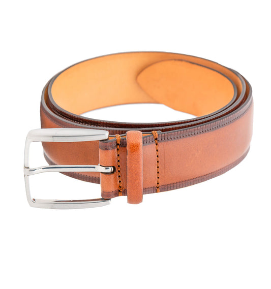 Italian Hand Burnished Leather Belt by Emilio Scotti - Cognac
