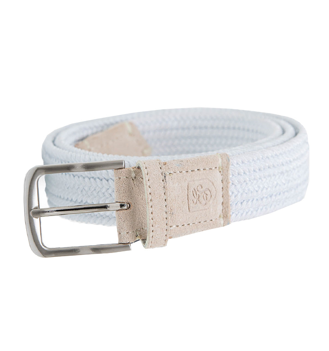 Stretch Nylon Suede Tabbed Belt by Emilio Scotti - White