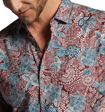 Batik Doodle Cotton Lawn Shirt by Tori Richard