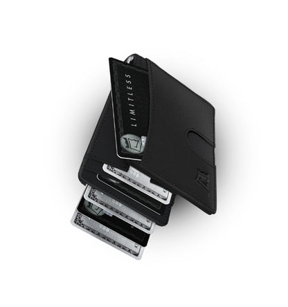 Premium Leather Money Clip Wallet by King's Loot - Midnight Black