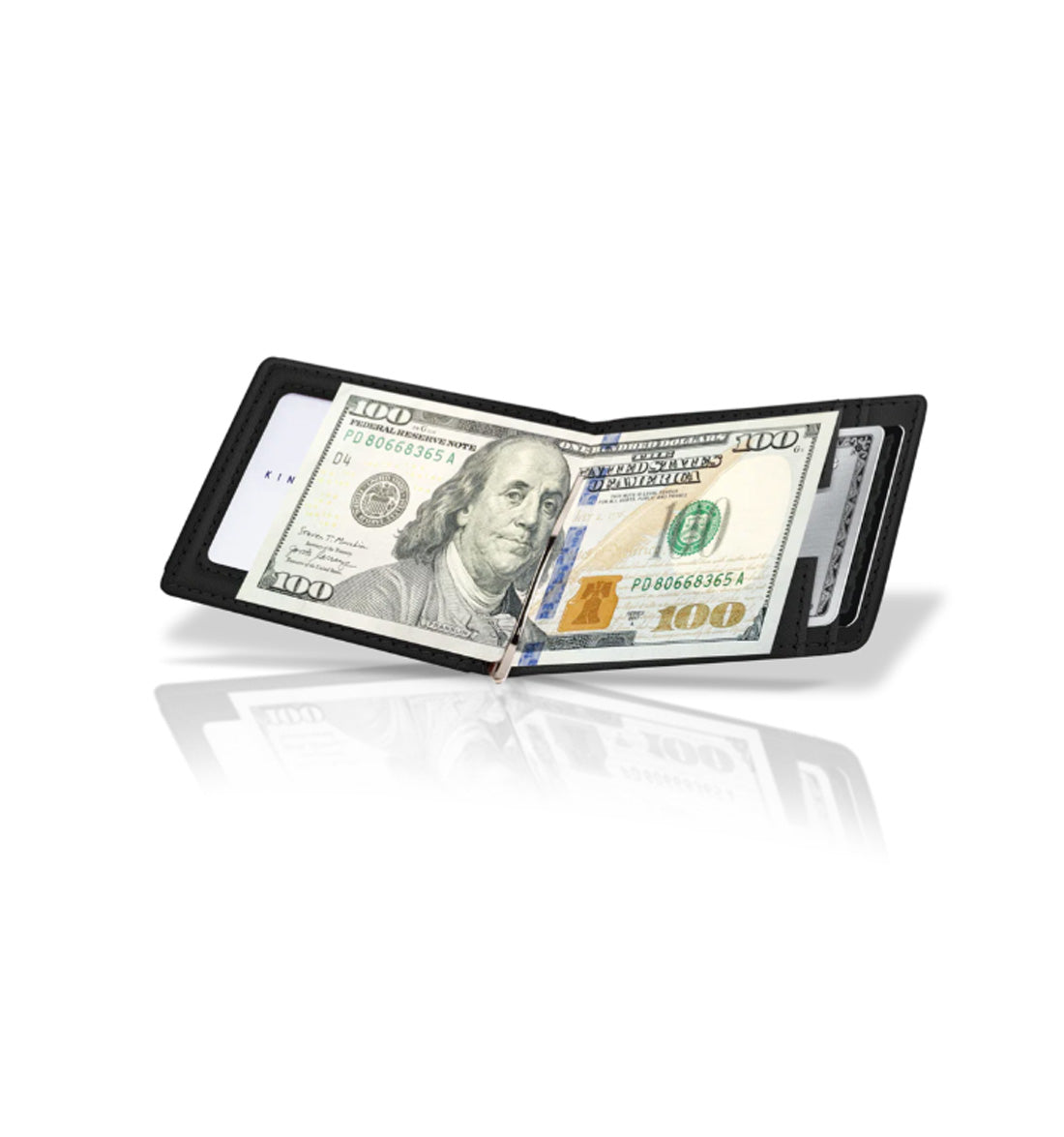Premium Leather Money Clip Wallet by King's Loot - Midnight Black