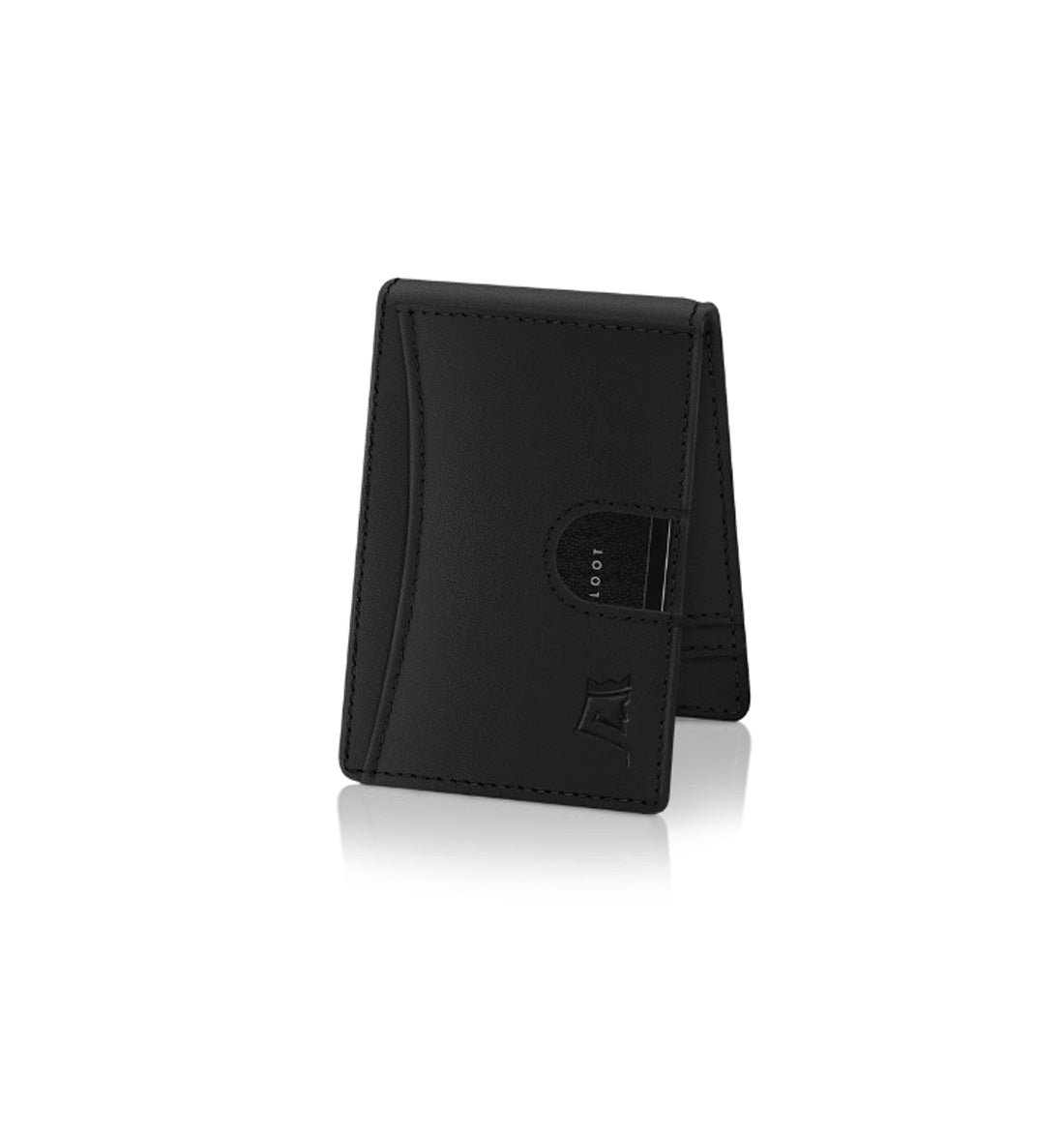 Premium Leather Money Clip Wallet by King's Loot - Midnight Black