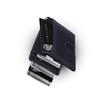 Premium Leather Money Clip Wallet by Kings Loot - Executive Blue