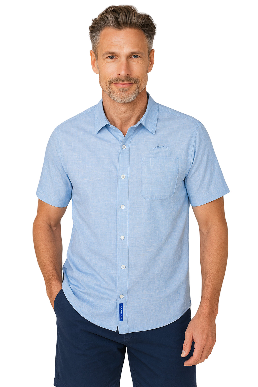 Linen Look Performance Zipper Shirt by Bluefin