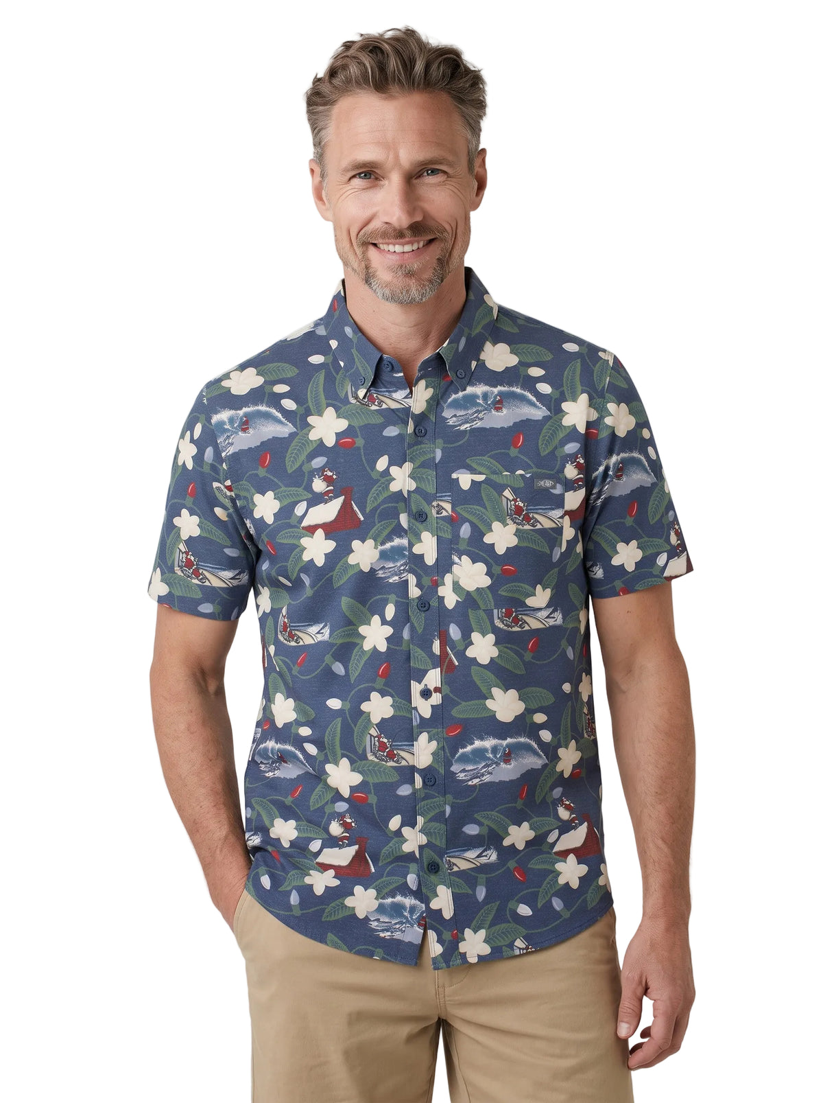 Boatbar Santa Christmas Aloha Shirt by Aftco