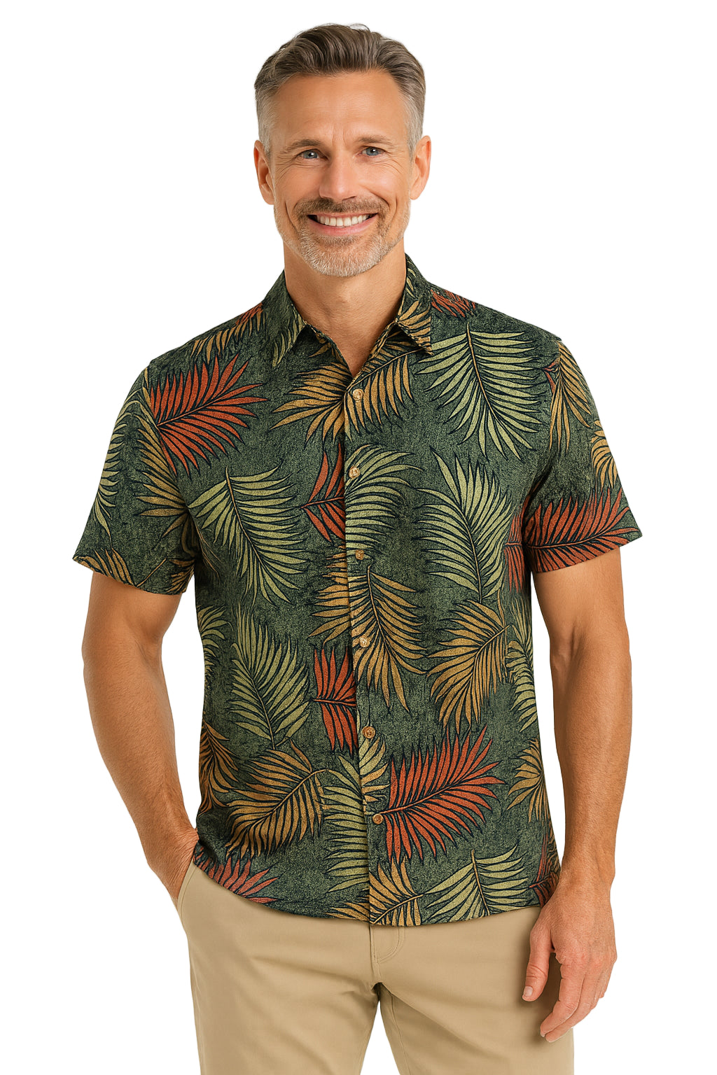 All Over Leaves Cotton Sateen Shirt by Bamboo Cay