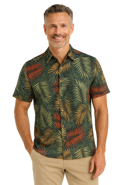 All Over Leaves Cotton Sateen Shirt by Bamboo Cay