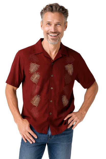Vertical Salamanca Embroidered Polynosic Camp Shirt by Bamboo Cay