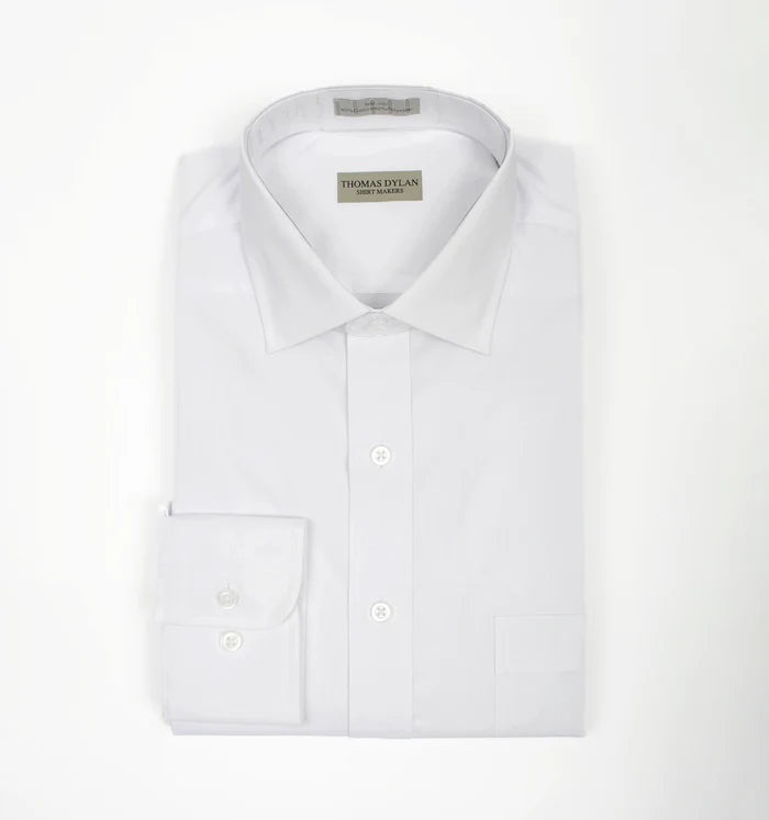 White Poplin Dress Shirt by Thomas Dylan