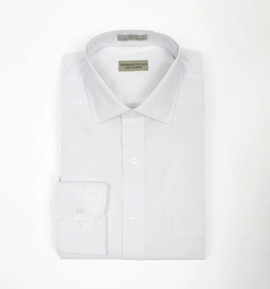 White Poplin Dress Shirt by Thomas Dylan