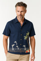 Dolphin Freedom Polynosic Camp Shirt by Bamboo Cay