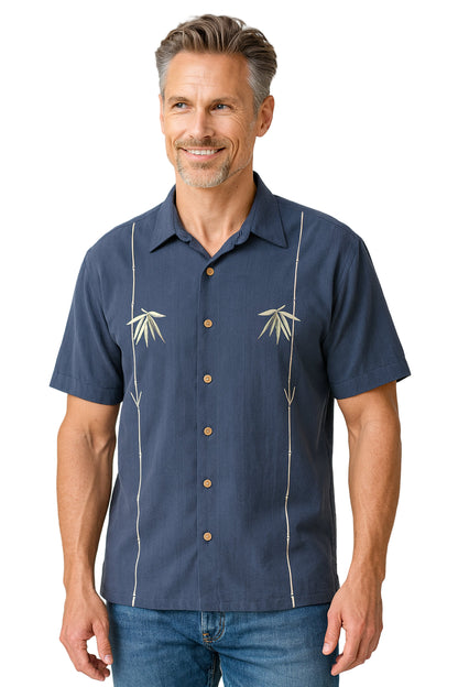 Dual Bamboo Embroidered Polynosic Camp Shirt by Bamboo Cay