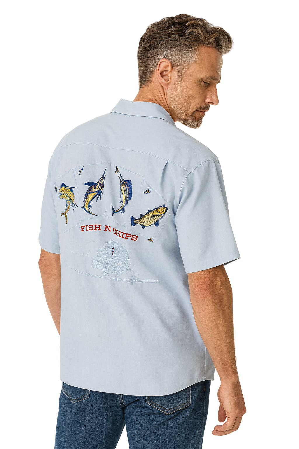 Fish N Chips Polynosic Camp Shirt by Bamboo Cay