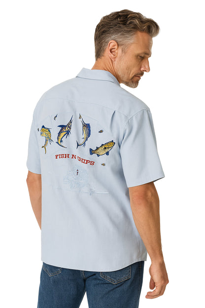 Fish N Chips Polynosic Camp Shirt by Bamboo Cay