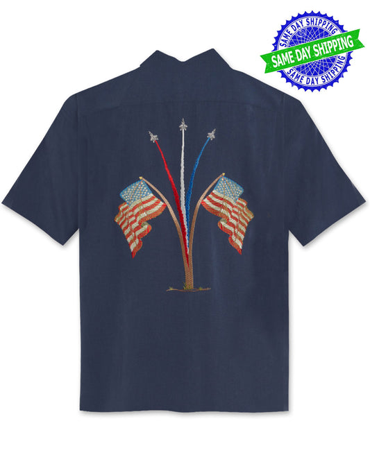 USA Flag Polynosic Camp Shirt by Bamboo Cay