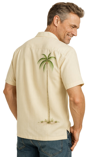 Hidden Palm Embroidered Camp Shirt by Bamboo Cay
