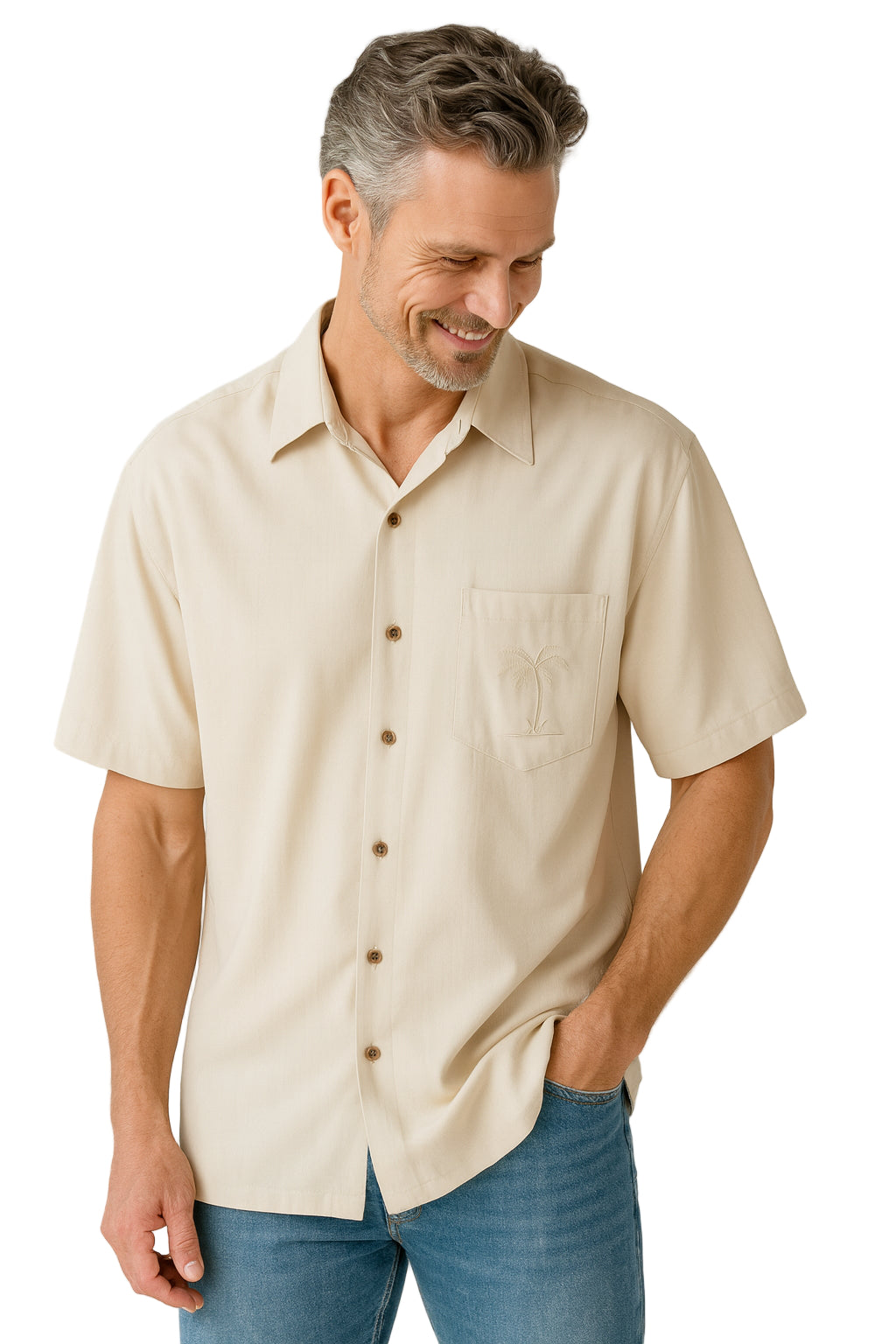 Hidden Palm Embroidered Camp Shirt by Bamboo Cay