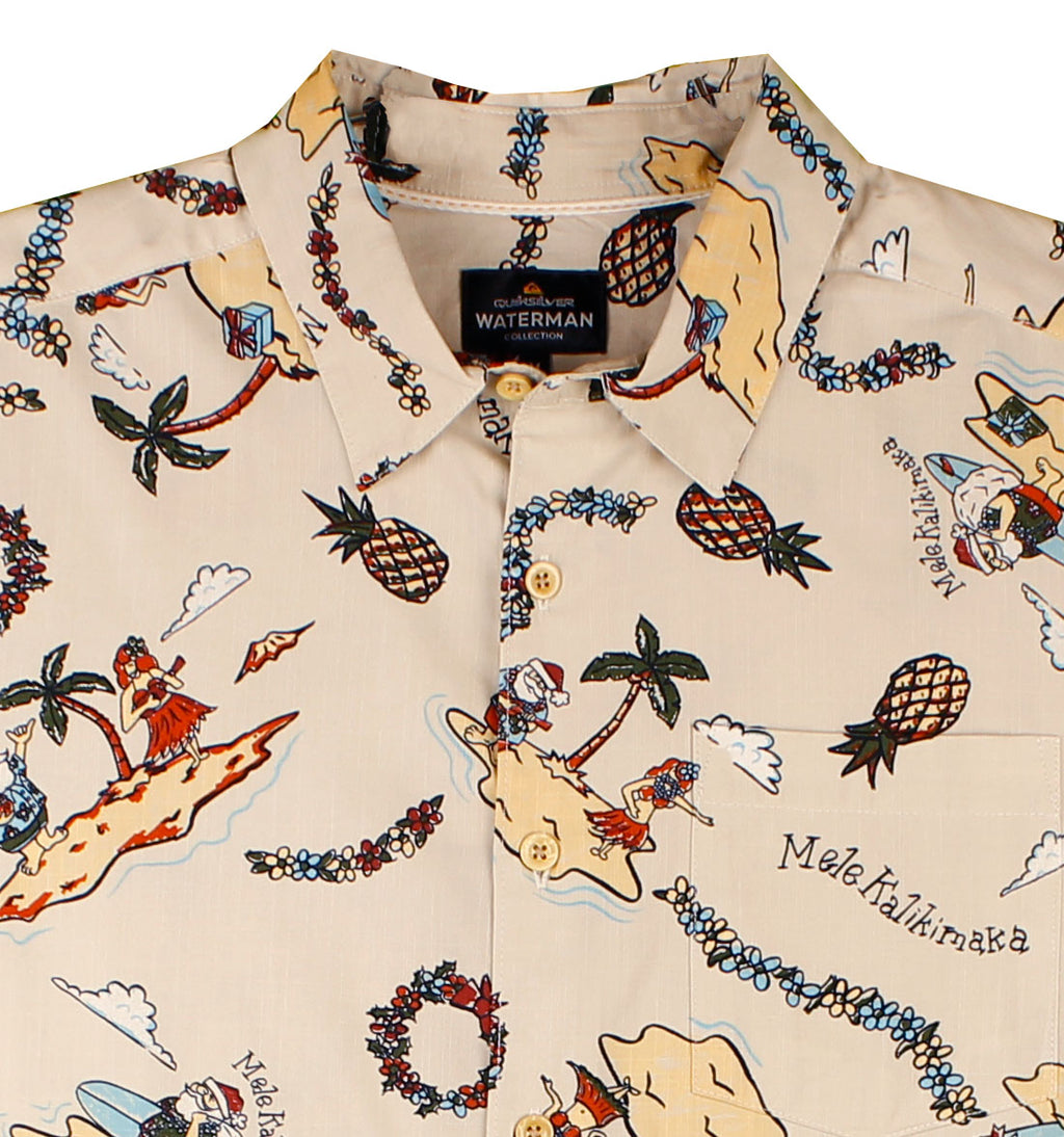 Jingle Barrels Hawaiian Christmas Shirt by Quiksilver - Eggnog