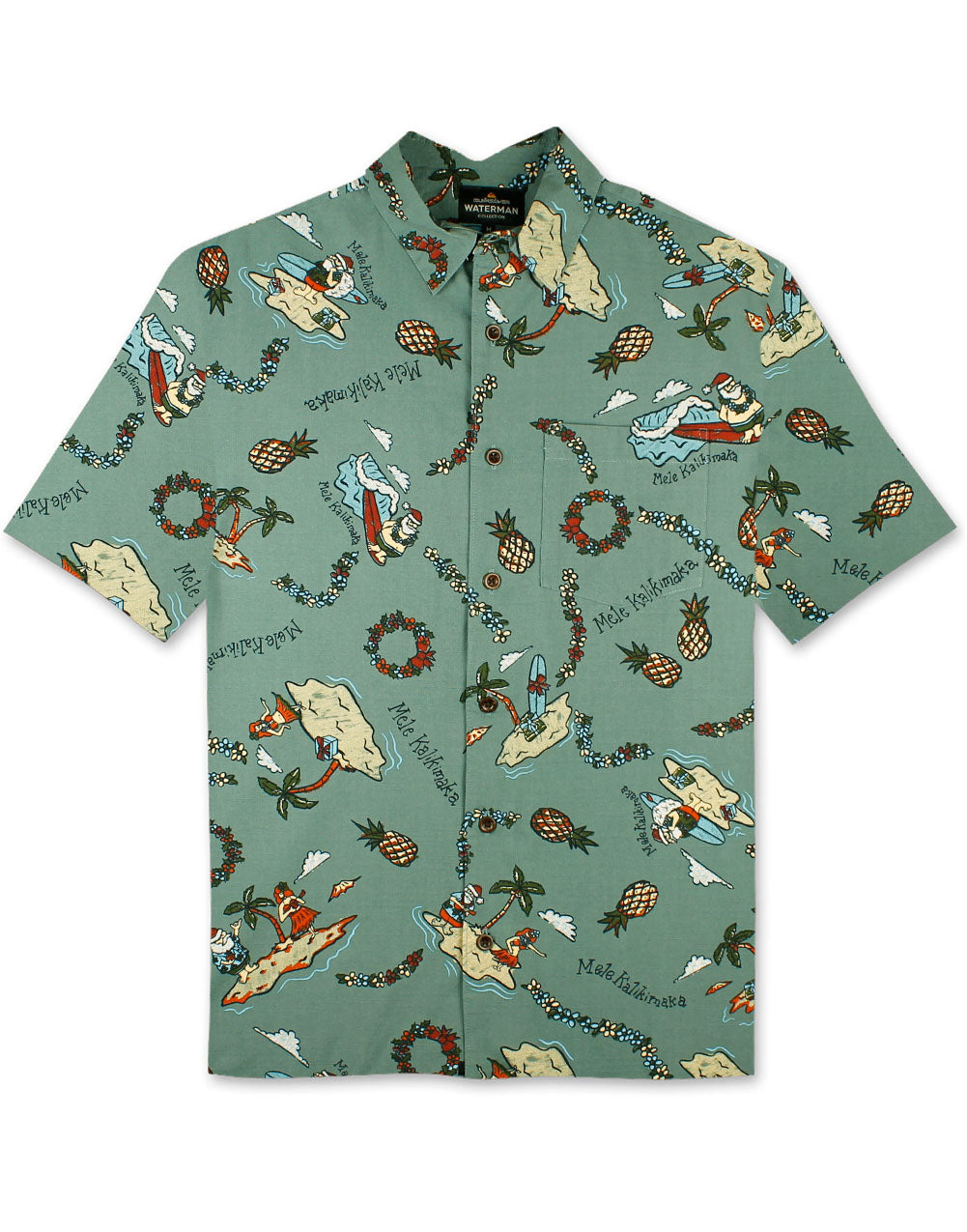 Jingle Barrels Hawaiian Christmas Shirt by Quiksilver - Evergreen