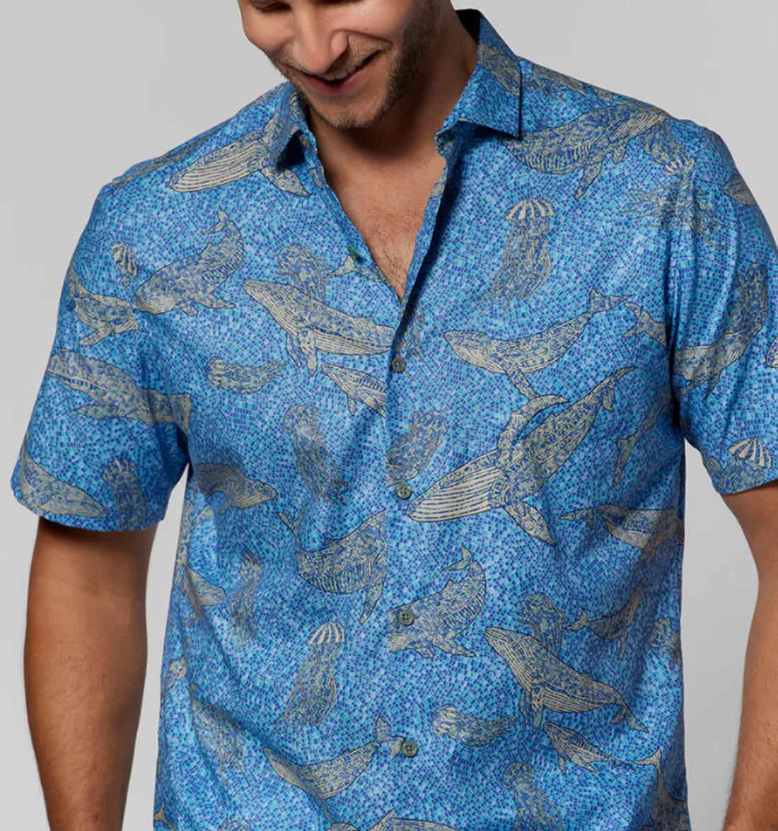Marine Mosaic Cotton Lawn Shirt by Tori Richard