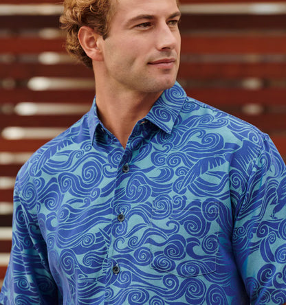 Makani Nui Jacquard Hawaiian Shirt by Kahala