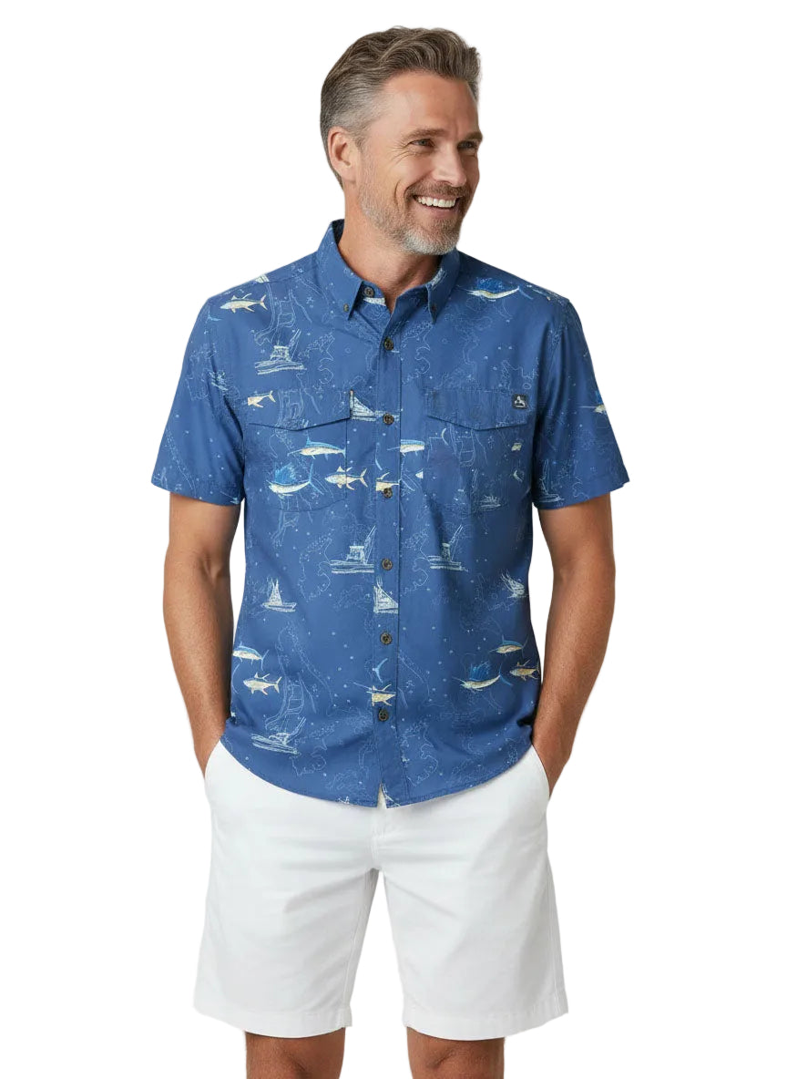 Marine Charts Short Sleeve Shirt by Hook & Tackle