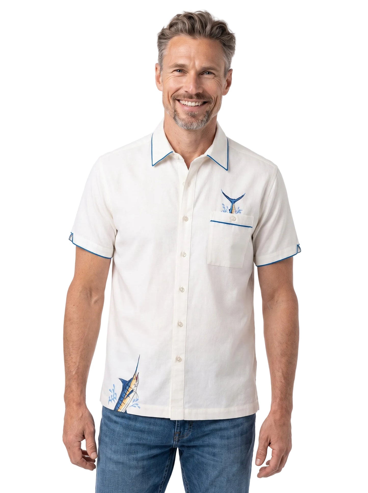 Marlin Splash Embroidered Shirt by Weekender