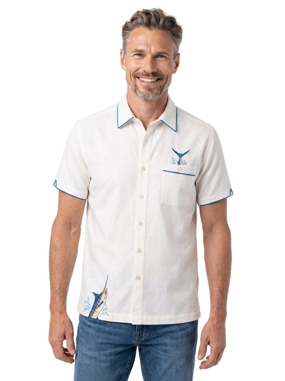 Marlin Splash Embroidered Shirt by Weekender