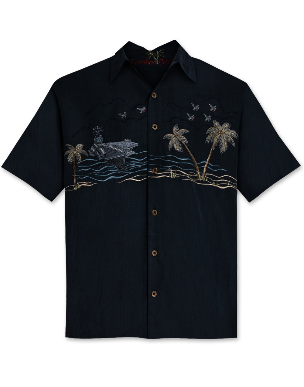 Mighty Navy Polynosic Camp Shirt by Bamboo Cay